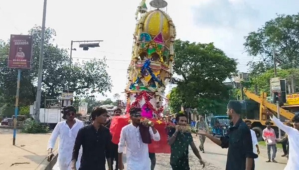 Elaborately decorated Tazia procession in Arambagh on the occasion of Muharram.