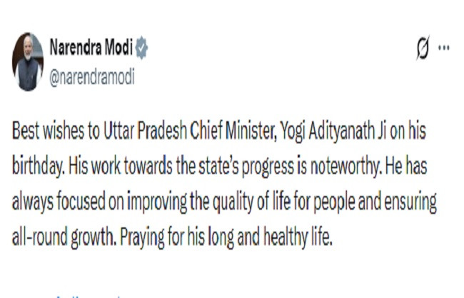 PM wishes Yogi a happy birthday, wishes him long life and good health