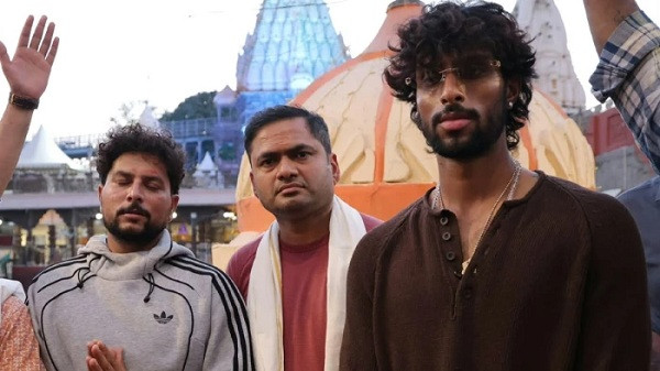 Cricketers Tilak Varma and Kuldeep Yadav at the Mahakal Temple,